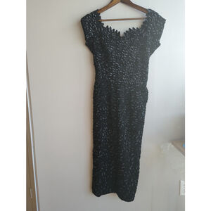 Holt Renfrew 3D Sequin Black Dress Sleeveless Womens Sz S/M Quiet Luxury Evening